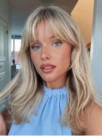 Perruques En Cheveux Humains Avec Frange Perruques Blondes Longues Et Lisses
