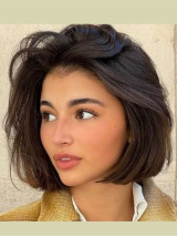 Perruque Bob Marron Longueur Menton Cheveux Humains Remy Lisses 10"