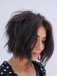 Perruques Courtes En Cheveux Naturels Sans Bonnet Noires Ondulées 10"