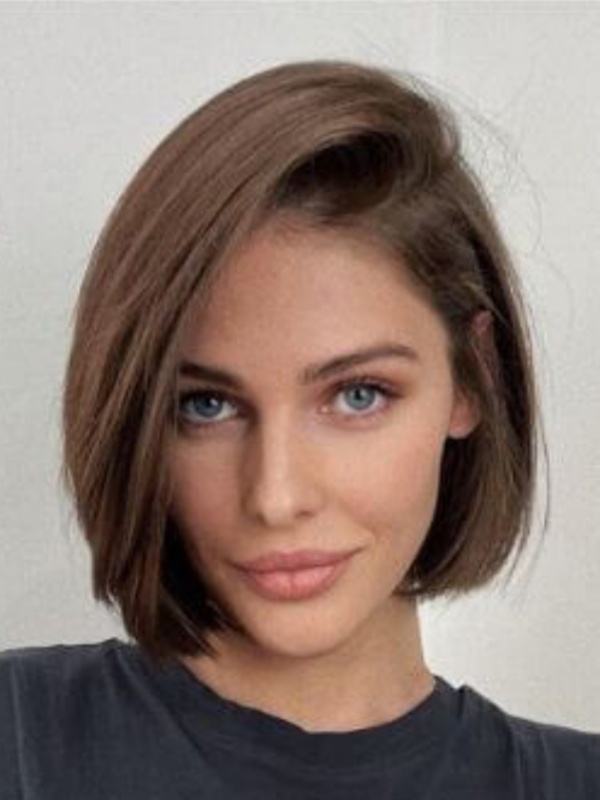 Perruque Bob Brune 10" Cheveux Humains Remy Lisses