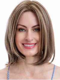 Perruques Droites Longueur Menton 10" Cheveux Synthétiques Avec Dentelle Frontale