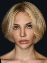 Perruque Synthétique Blonde Lisse De 10" Avec Dentelle Frontale