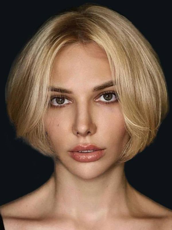 Perruque Synthétique Blonde Lisse De 10" Avec Dentelle Frontale