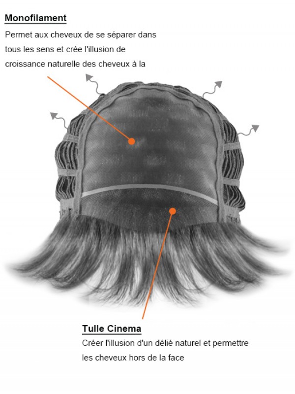 100% cheveux humains Remy attachés à la main 16 "de long brun ondulé sans frange perruques de patients atteints de cancer