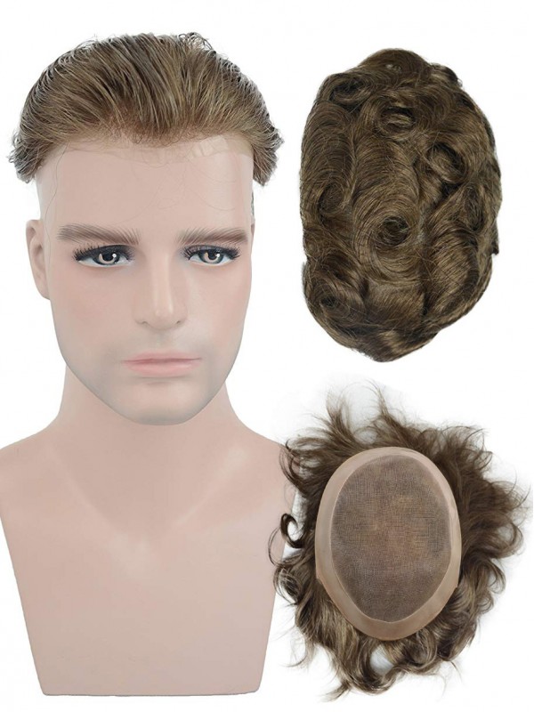 8 x 10" Mince Haut Toupet Pour Hommes 100% Cheveux Naturels Remy Haarteile