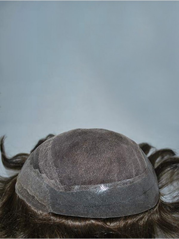 8 x 10" Dark Marron Hommes Toupet Haarteile Cheveux System 100% Cheveux Naturels Remy