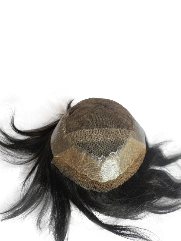 8 x 10" Naturel Noir Hommes Toupet 100% Cheveux Naturels Remy Haarteile