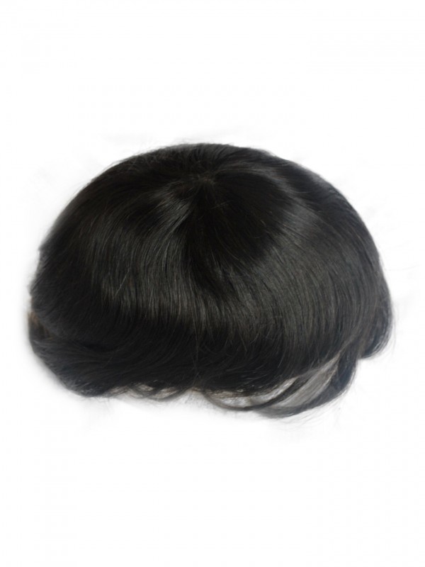 8 x 10" Naturel Noir Hommes Toupet 100% Cheveux Naturels Remy Haarteile