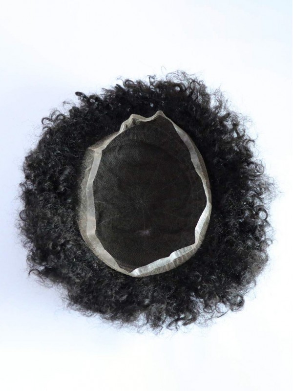 8 x 10" Jet Noir Fine Mono Toupet 100% Cheveux Naturels Remy Piece