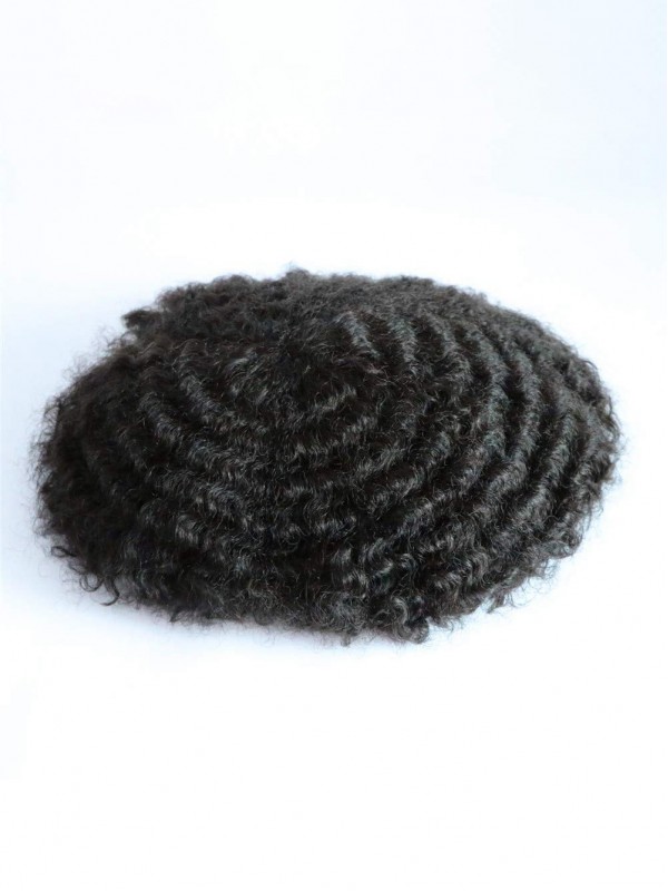 8 x 10" 1B Off Noir 100% Cheveux Naturels Remy Hommes Toupet Afro Bouclée