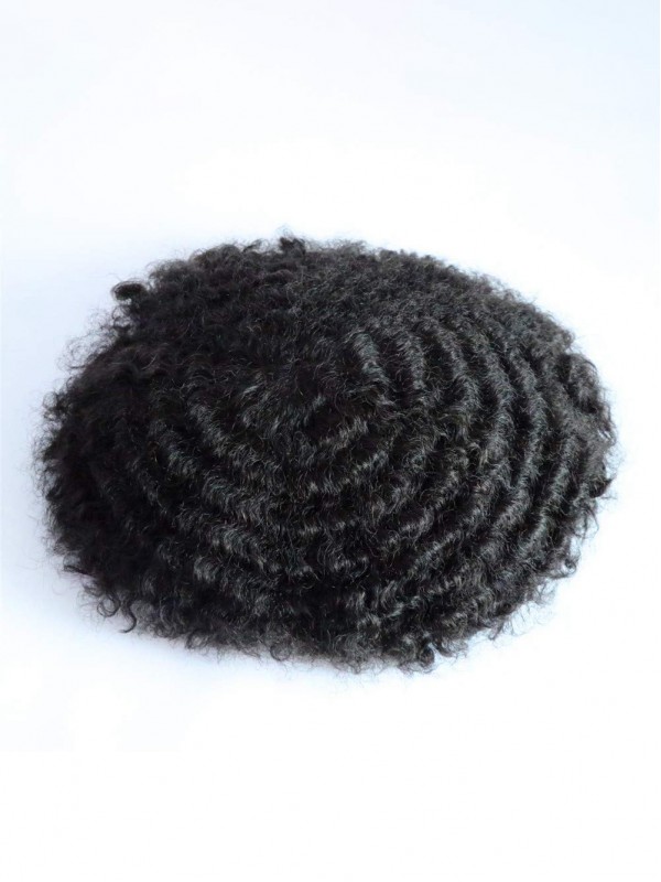 8 x 10" 1B Off Noir 100% Cheveux Naturels Remy Hommes Toupet Afro Bouclée