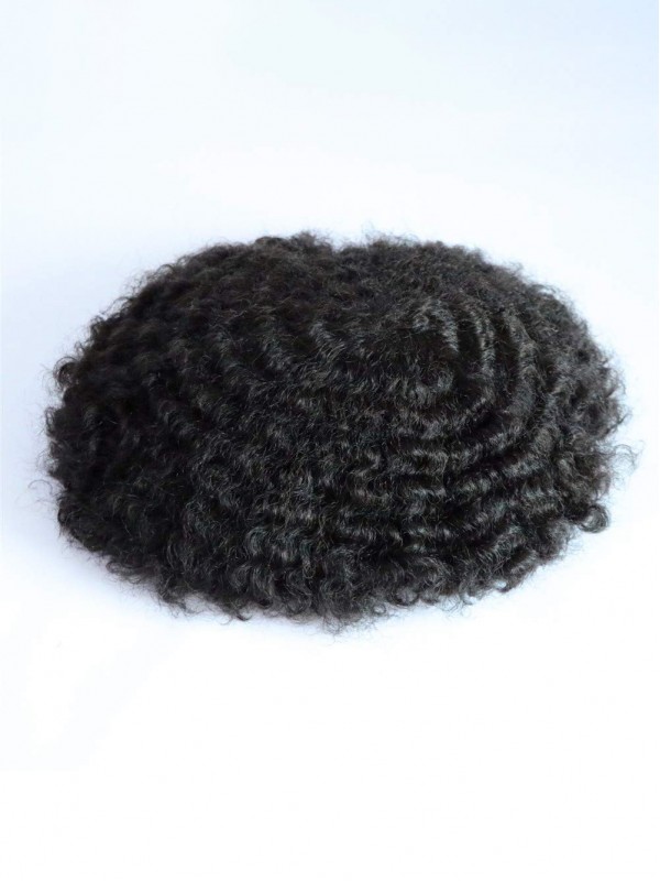 8 x 10" 1B Off Noir 100% Cheveux Naturels Remy Hommes Toupet Afro Bouclée