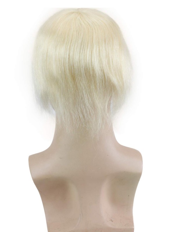 8"x10" Blonde Courte Droite Cheveux Humains Hommes Toupet