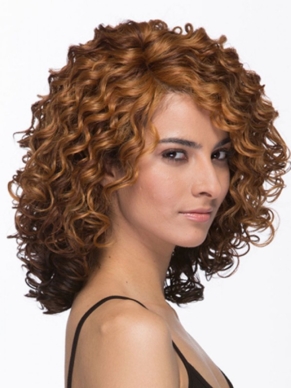 Cheveux-Afro Moyenne Bouclée Marron Perruques