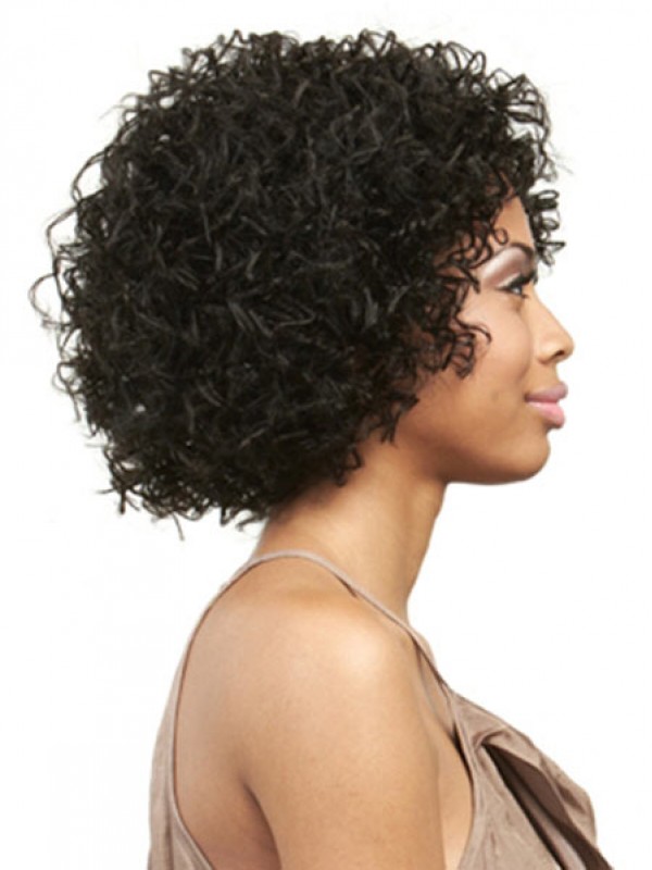 Cheveux-Afro Moyenne Bouclée Perruques Cheveux Naturels