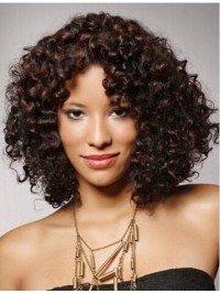 Cheveux-Afro Moyenne Bouclée Dentelle Devant Perruques Cheveux Naturels
