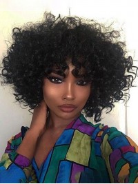 Cheveux-Afro Courte Bouclée Capless Synthetic Perruques