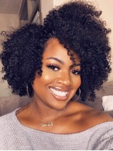 Cheveux-Afro Longue Bouclée Capless Synthetic Perruques