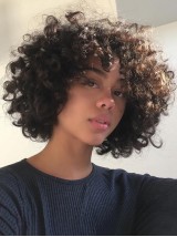 150% Densité Cheveux-Afro Moyenne Bouclée Capless Perruques Cheveux Naturels