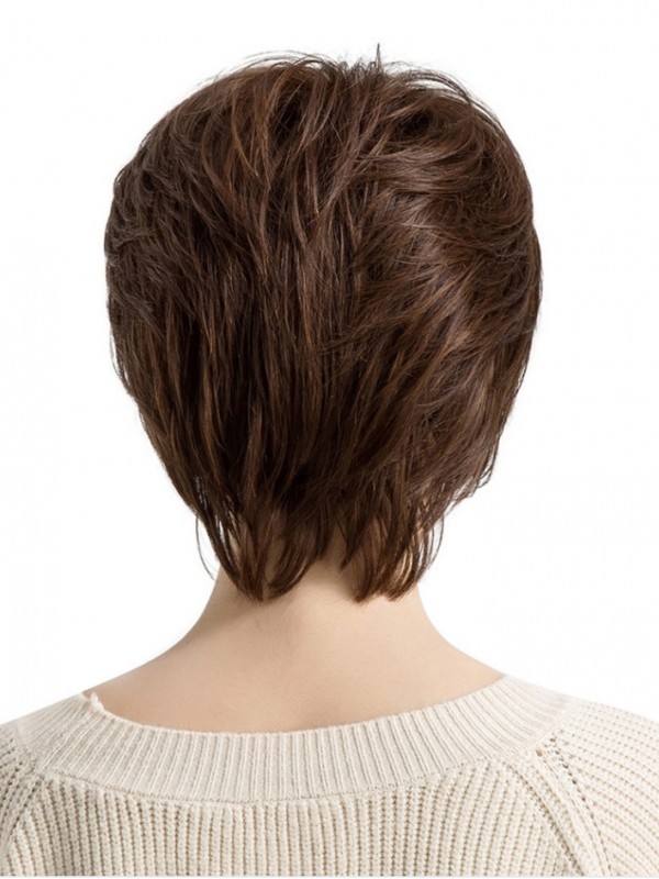 Perruques Cheveux Humains Bruns Courts Droite Lace Front