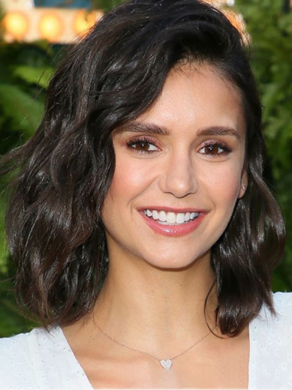 Perruque Nina Dobrev Fabuleuse Lace Front Épaule Longueur Bobs Noire