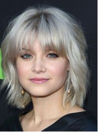 Perruques Bob populaires de longueur de menton ondulé Platinum Blonde Bobs
