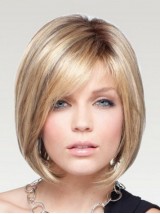 Blonde Courte Tout Droit Bob Dentelle Devant Perruques Cheveux Naturels