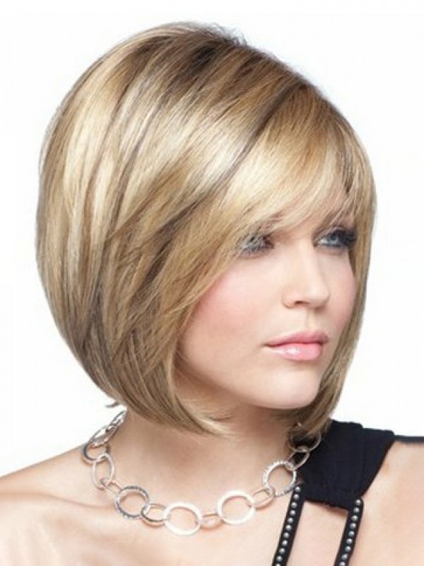 Blonde Courte Tout Droit Bob Dentelle Devant Perruques Cheveux Naturels