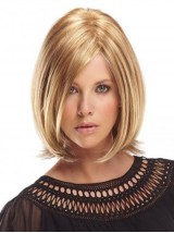 Bob Blonde Courte Tout Droit Perruques Cheveux Naturels