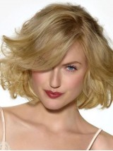 Blonde Bob Ondulée Perruques Cheveux Naturels