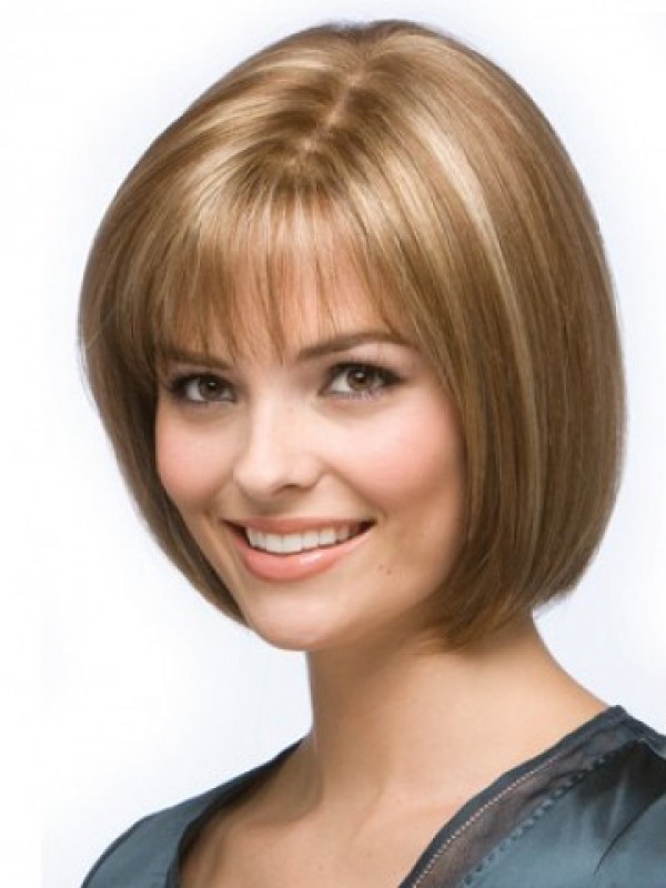 Blonde Bob Courte Tout Droit Dentelle Devant Perruques Cheveux Naturels