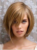 Blonde Courte Tout Droit Bob Dentelle Devant Perruques Cheveux Naturels