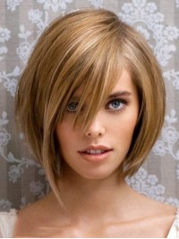 Blonde Courte Tout Droit Bob Dentelle Devant Perruques Cheveux Naturels