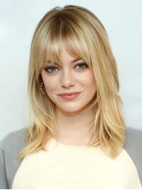 Emma Stone Blonde Longue Tout Droit Perruques Cheveux Naturels