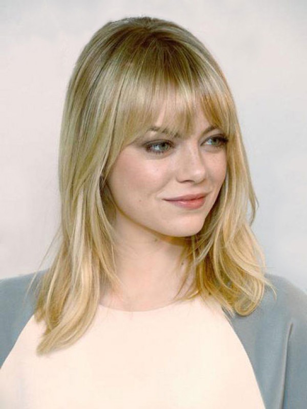 Emma Stone Blonde Longue Tout Droit Perruques Cheveux Naturels