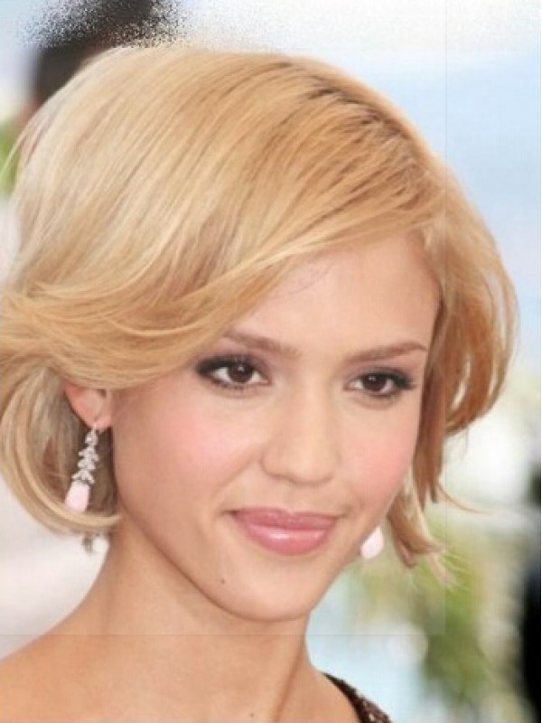 Jessica Alba Courte Blonde Tout Droit Perruques