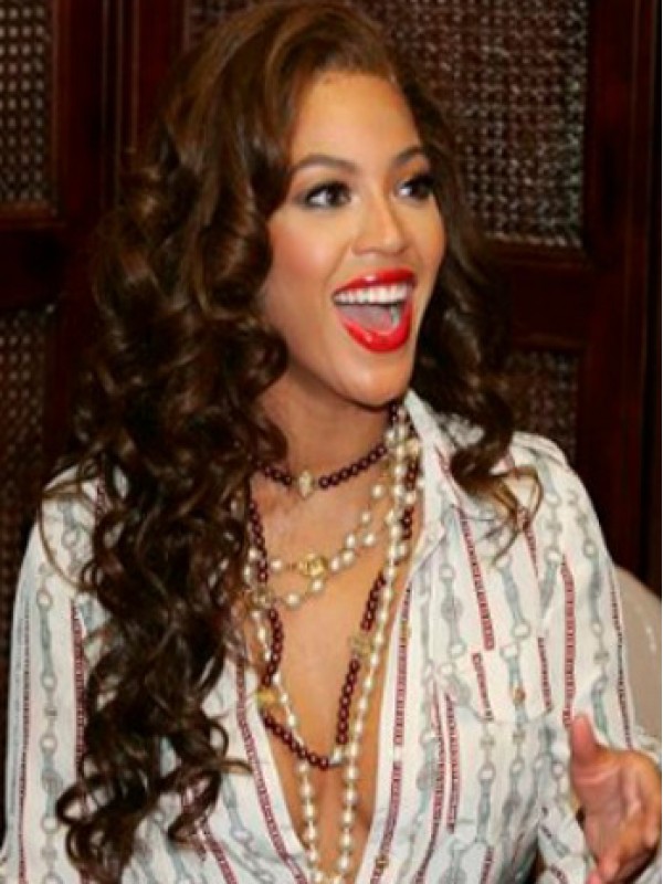 Beyonce Longue Bouclée Dentelle Devant Perruques Cheveux Naturels