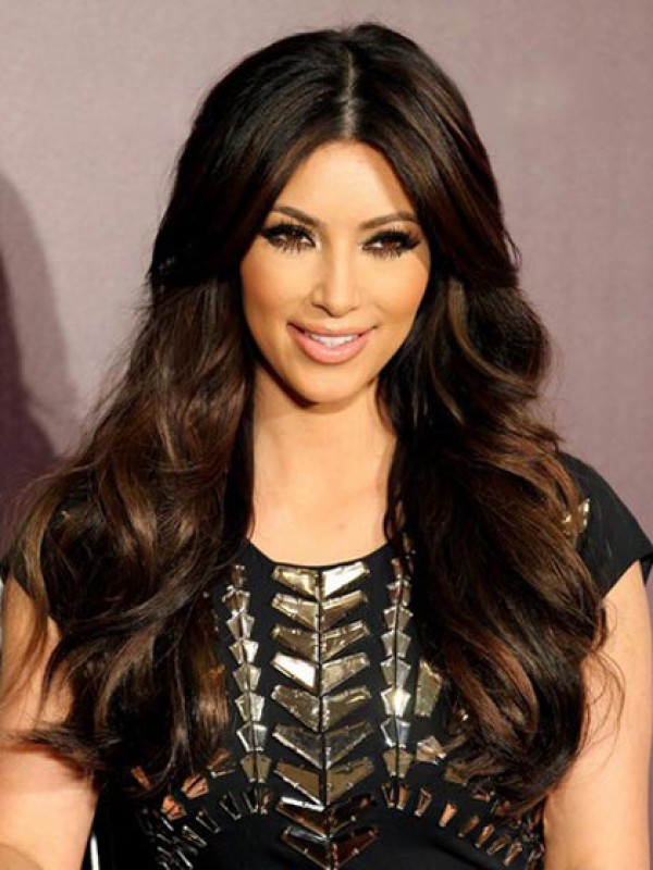 Kim Kardashian Longue Ondulée Perruques Cheveux Naturels