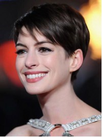 Anne Hathaway Tout Droit Courte Dentelle Devant Perruques Cheveux Naturels