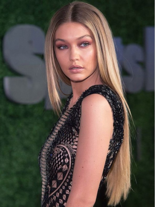 Gigi Hadid Longue Tout Droit Perruques Cheveux Naturels