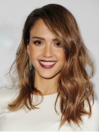 Jessica Alba Longue Ondulée Perruques Cheveux Naturels