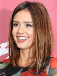 Jessica Alba Moyenne Tout Droit Dentelle Devant Perruques Cheveux Naturels