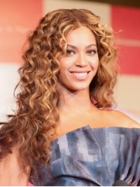 Beyonce Longue Bouclée Dentelle Devant Perruques Cheveux Naturels