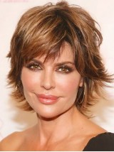 Perruques Lisa Rinna Synthétiques Ondulées De Longueur De Menton Capless