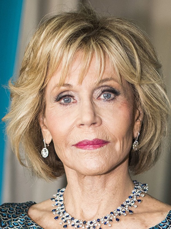 Perruques Jane Fonda Blonde 10" Longueur De Menton Ondulé