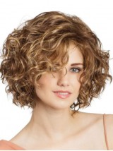 Perruques Capless 12" Blonde Bouclée Coupe Bob