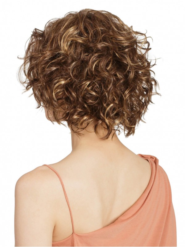 Perruques Capless 12" Blonde Bouclée Coupe Bob