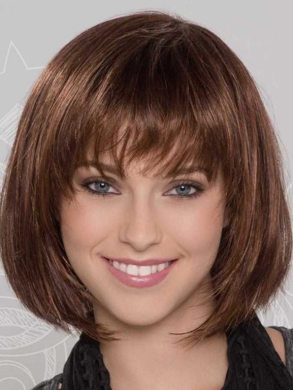 Perruques Bob 10" Lisse Brune Argentée