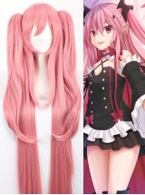 Pink Longue Tout Droit Capless Cosplay Perruques Avec le poney And 2 Ponytails