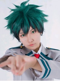 My Hero Academy Little Hero Green Valley Dual-Farbe Capless Cosplay Perruques